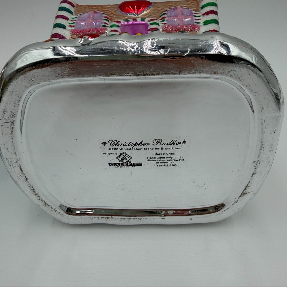 Christopher Radko Christmas Holiday Candy Jar Sugar Shack House Pink Blue As Is - Picture 8 of 12